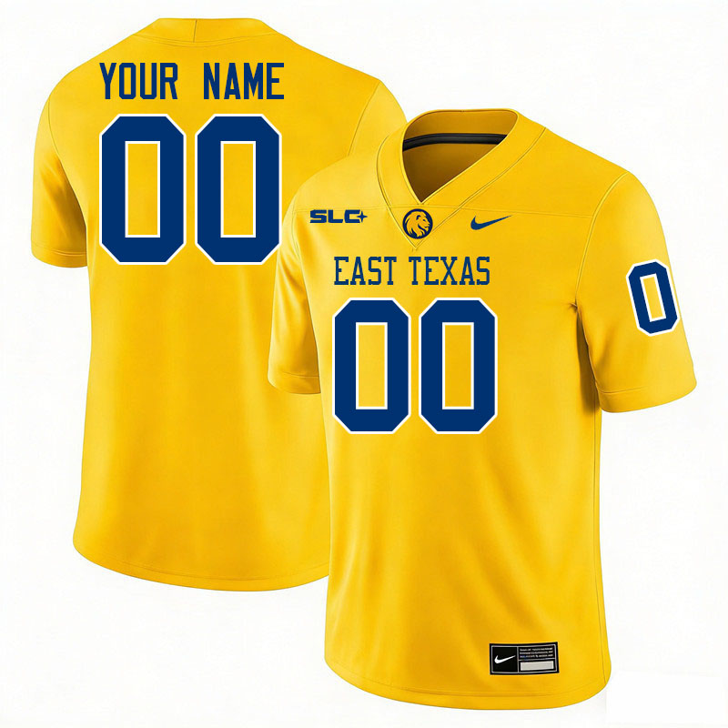 Custom East Texas A&M Lions Name And Number Football Jerseys-Gold